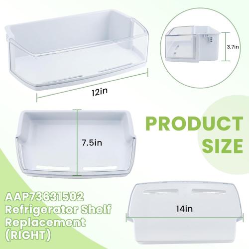 [2 PACK] AAP73631502 Refrigerator Door Shelf (Right) Replacement PD00005335 2443758 AP4563994 PS2581944 EAP2581944 compatible with LG KENMORE Refrigerator Door Shelves - BY AMI PARTS