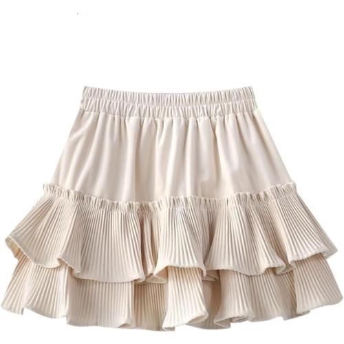 Small CHONG FENG XIA Women's Woolen Pleated Skirt, High-Waisted, A-Line, Slim Fit, Winter