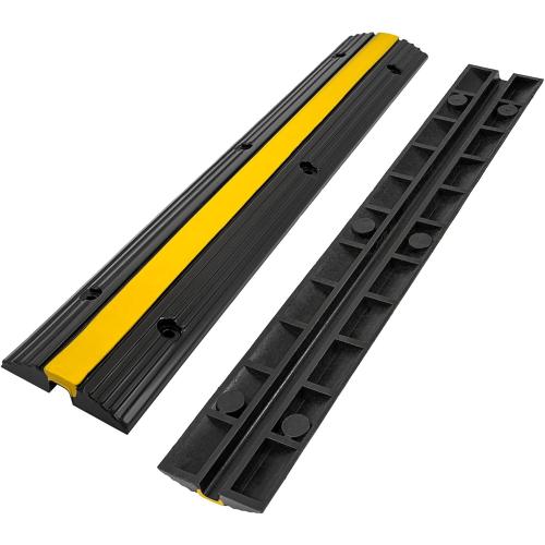 CXRCY Cable Protector Ramp 4 Pack of 1-Channel Rubber Hose Ramp, 22046Lbs Capacity Heavy Duty Speed Bumps Hose Cord Protector Ramps for Driveway&Outdoor/Wire/Hose/Pipe Hider