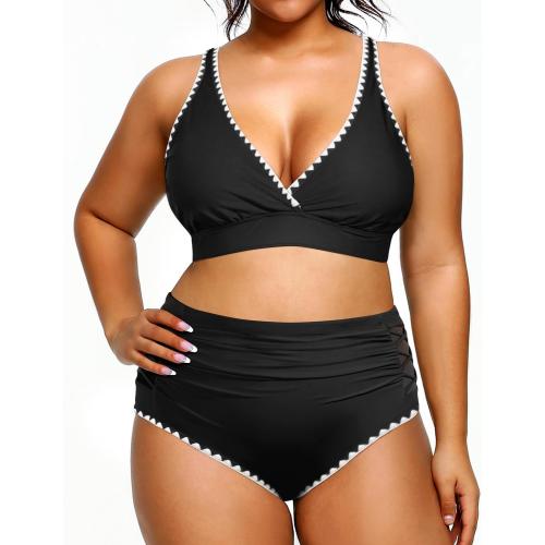 Size 18W Yonique Womens Plus Size Bikini High Waisted Swimsuits Two Piece Bathing Suits Tummy Control Swimwear