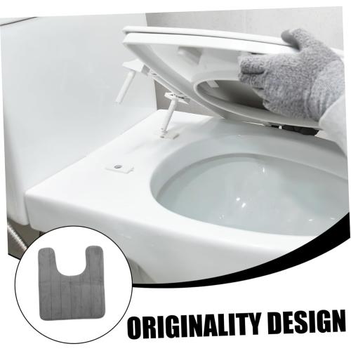 U Shaped Memory Foam Toilet Floor Mat Non Slip Bathroom Rug Pad with Soft Cushioning Skid Contour Bath Mat for Safe and Comfortable Use