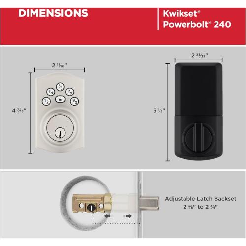 Kwikset 9240TRL-11P Traditional Powerbolt Electronic SmartCode Deadbolt with RCAL Latch and RCS Strike Venetian Bronze Finish
