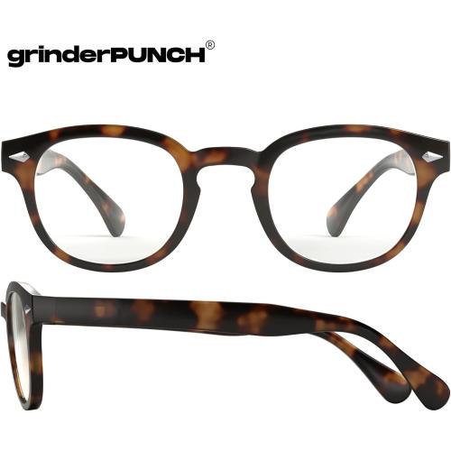 Brown and Black grinderPUNCH Classic Reading Glasses for Women and Men Stylish Lightweight Readers Round Readers for Women and Men