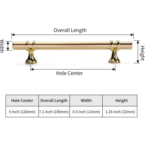 10 Pack Kitchen Cabinet Handles Brushed Gold Cabinet Pulls 5 Inch Gold Drawer Pulls for Dresser Bathroom Modern Kitchen Hardware for Closet and Cupboard, Zinc Alloy Base
