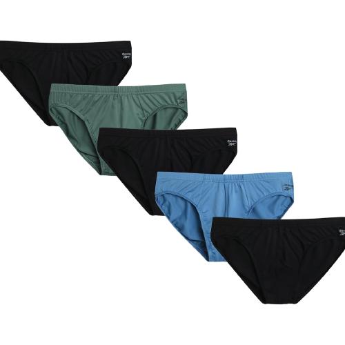Reebok Mens Low Rise Briefs - 5 Pack Athletic Performance Mens Underwear Briefs with Contour Support Pouch for Gym Daily Wear