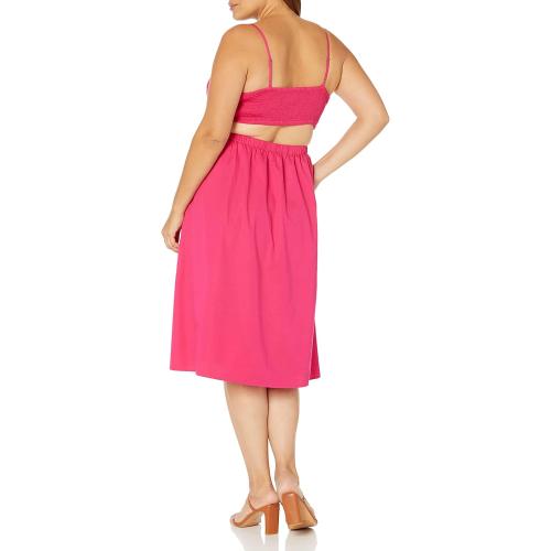 SIZE LARGE The Drop Women's Makenna Strappy Cross-Front Smocked-Back Midi Dress