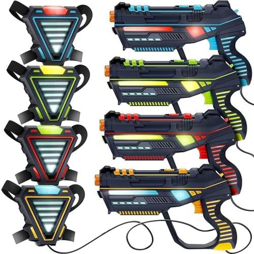 Squad Hero Rechargeable Laser Tag for Kids, Teens & Adults - Boys Gifts - Blasters & Vest Sensors - Fun Ideas Age 8  Year Old Toys - 4 Set - Lazer Teen Boy Game Boys & Girls Outdoor Teenage Activities