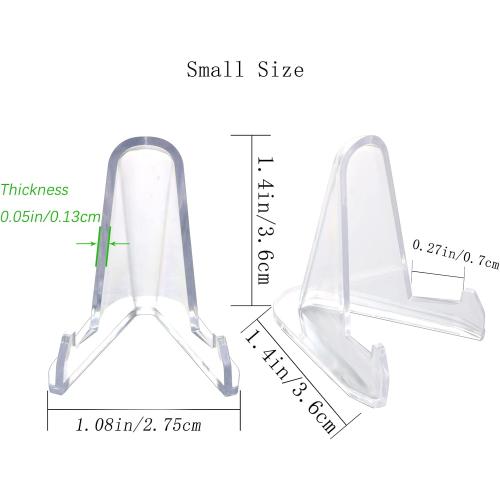 50 PCS Acrylic Display Holder Clear Display Easel Stands for Coins Capsules Phone Medals Stones Cards 'Small'