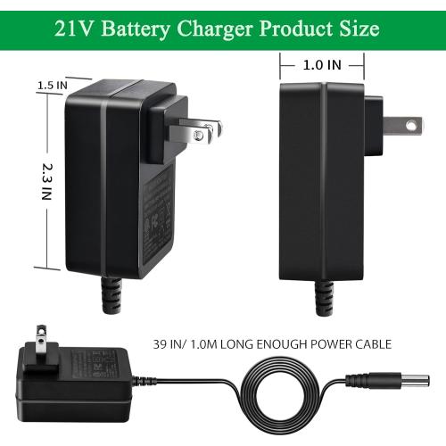 21V Lithium Battery Charger, for 20V 21V Power Tools - Compatible with Leaf Blower, Mini Chainsaw, Hand Drills, Electric Wrenches, Screwdrivers - Fast Charging & Overload Protection.
