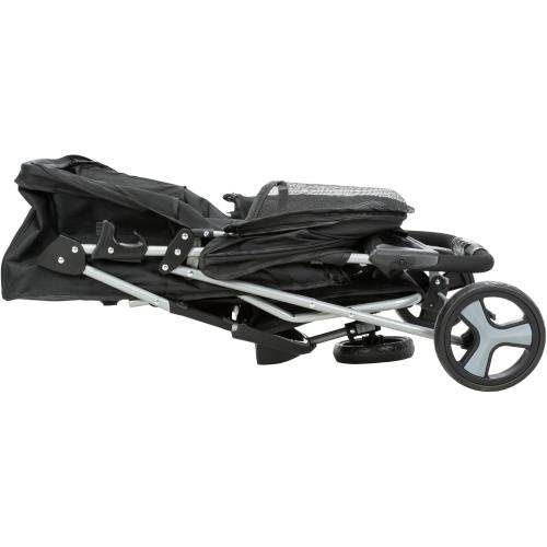TRIXIE Foldable Pet Stroller for Cats and Dogs, Pet Carrier Strolling Cart with Weather Cover, Storage Basket, Cup Holder, Black