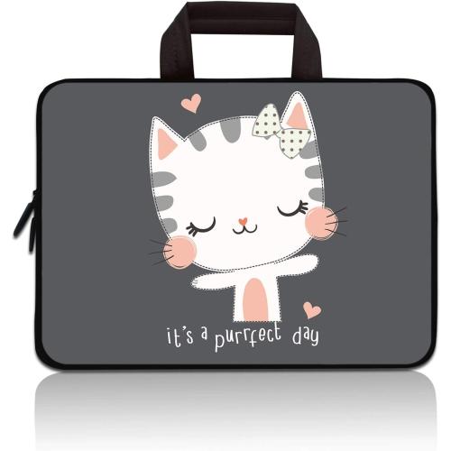 11 11.6 12 12.1 12.5 inch Laptop Carrying Bag Chromebook Case Notebook Ultrabook Bag Tablet Cover Neoprene Sleeve Fit Apple MacBook Air Samsung Acer HP DELL Lenovo Asus(Cute Kitty)