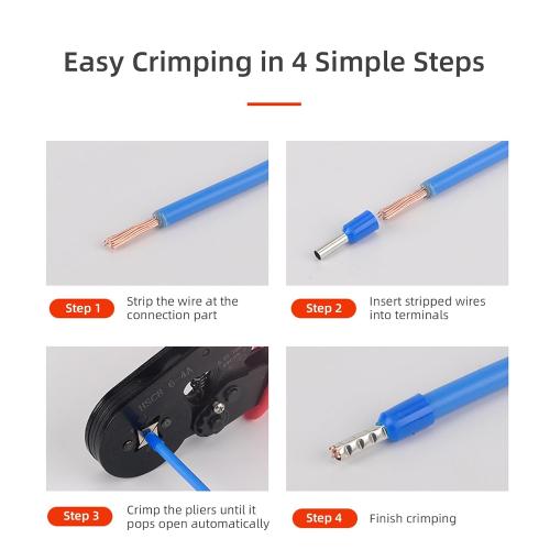 Ferrule Crimp Tool Kit, Wire Ferrule Crimper AWG 23-7 (0.25-10 mm²) with 1200PCS Ferrule Connectors Wire Ends Terminals