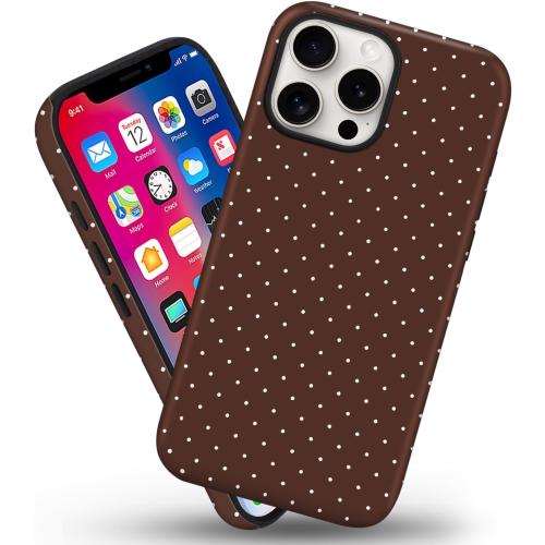 Magnetic for iPhone 15 Plus Case Cute Polka Dot Phone Case, Brown