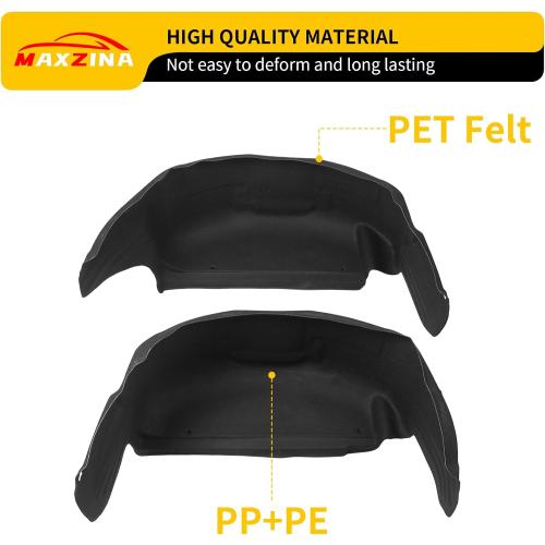 Rear Wheel Well Liners Compatible with 2021-2025 Ford F150 (Not for Raptor) Rear Wheel Arch Liners No Drilling Well Guards Tire Inner Fenders for 2024 F-150 Replacement Accessories (2PCS)