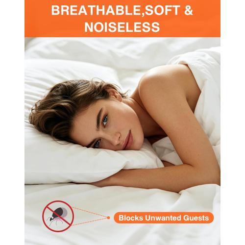 Zippered Queen Mattress Protector Waterproof Cover 60x80 Fits 6-9 inch Depth, Ptsuker Fully Encased Encasement Liquid Proof Urine Pee Protection