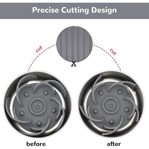 MateeyLife Cuttable Slow Feeder Dog Bowls Insert with Suction Cups for Medium & Large Dogs to Slow Down Eating– Fits Metal & Ceramic Bowls(Gray)