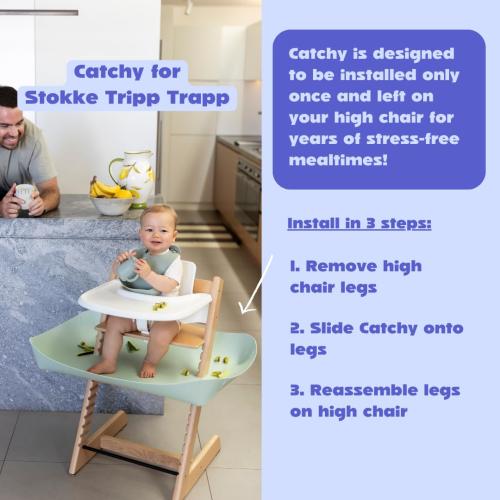 CATCHY -Food Catcher-Compatible with Stokke Tripp Trapp High Chair  11 Other High Chairs-Highchair Sold Separately-Baby & Toddler Food & Mess Catcher-Premium Linen Inspired -Under High Chair Accessory