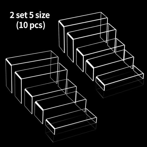 Size Large 10pcs 2 Set Acrylic Risers for Display Clear Perfume Organizer Stands Acrylic Display Risers for Show Figures, Cupcake, Jewelry, Toys, Perfume and More (Large Size)