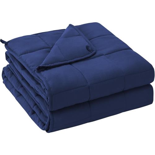 yescool Weighted Blanket for Adults (17 lbs, 60 x 80, Blue) Cooling Heavy Blanket for Sleeping Perfect for 110-130 lbs, Queen Size Breathable Blanket with Premium Glass Bead, Machine Washable