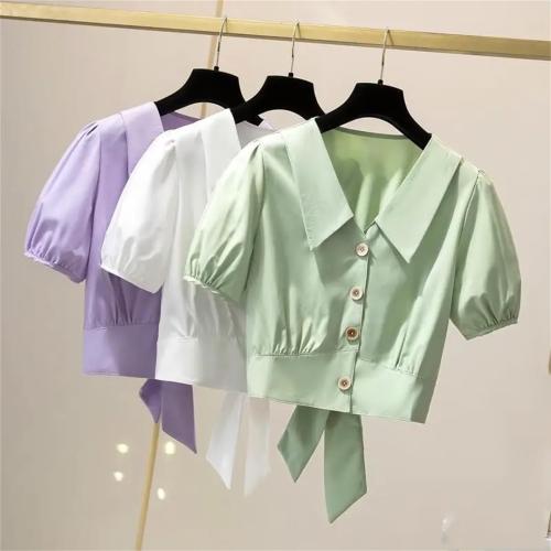 Women’S Summer Lacing Short Sleeve Polo Shirt Casual Comfortable Stretch Blouse.  Size medium