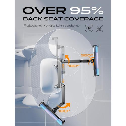 LISEN Car Headrest Tablet Holder - [3 in 1 Extension Arm] Adjustable Tablet Car Mount for Back Seat (4.7-11.9)