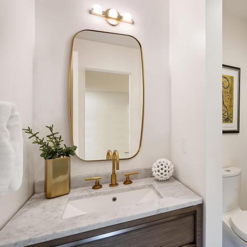 ANDY STAR Gold Bathroom Mirror, ’’ Brushed Gold Vanity Mirror for Bathroom, Brushed Brass Oblong Stainless Steel Metal Frame Mirror for Over Sink