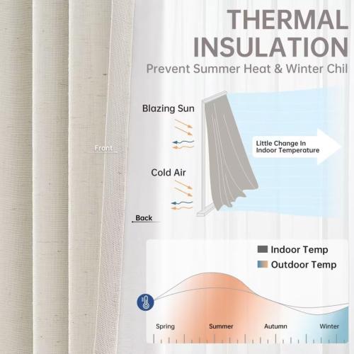 Topfinel Pinch Pleated Full Blackout Linen Curtains 84 Inch for Bedroom Living Room,Fall Natural Double Layer Linen Blended Room Darkening Pinch Pleat Drape with Hooks Rings 2 Panel 40 Wx84 L