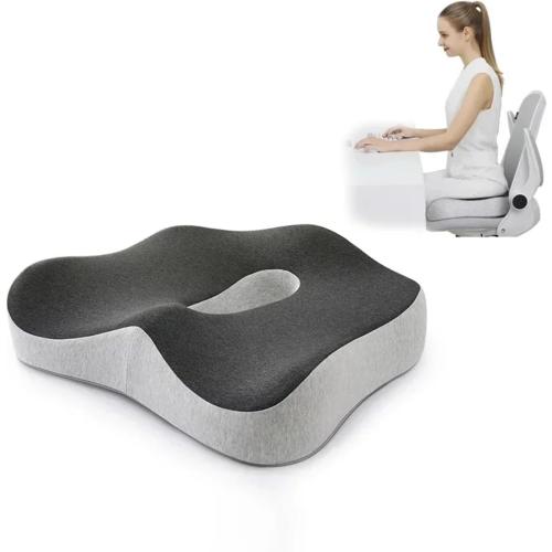 Memory Foam Office Chair Cushion Car Seat Support Waist Pillow Massage Lumbar Orthopedic Pillow Buttock Coccyx Cushion Back Pads(Lake Blue)