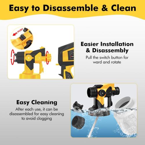 Paint Sprayer Tool 1000W High Power Electric Spray Paint Gun Easy to Clean for Furniture Cabinets House Painting Black