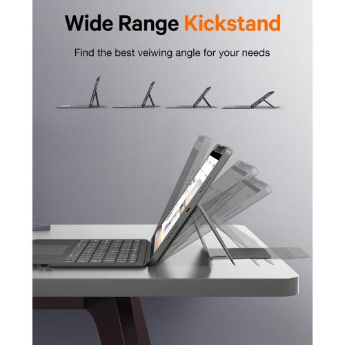 CHESONA Rugged Keyboard Case for iPad (A16) 11th 2025/10th Generation 10.9-inch 2022, Smart Trackpad, 15°-180° Adjustable, Portrait/Landscape, Magnetic Backlit Keyboard for iPad (A16) 11th/10th, Grey