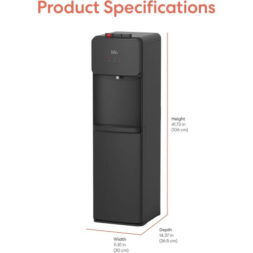 Brio 130 Series Bottom Load Water Cooler Dispenser for 5 Gallon Bottles, Hot, Room & Cold, Great for Home or Office, Child Safety Lock, Empty Bottle Alert, Energy Star 3.0, Black