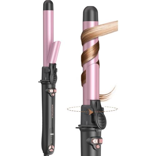Wavytalk Rotating Curling Iron, Curl Cycle, 1 Inch Automatic Curling Wand for Long Hair, Get Effortless Beach Waves with Self Spinning Barrel up to 430°F with Home Button, Dual Voltage, Rose Gold