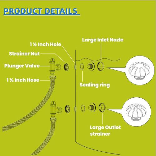 Above Ground Pool Parts, Plunger Valve, Pool Inlet Nozzlet and Outlet Strainer Part Set, Above Ground Swimming Pool Plunger Valves Replacement Part (ＷＴ067)