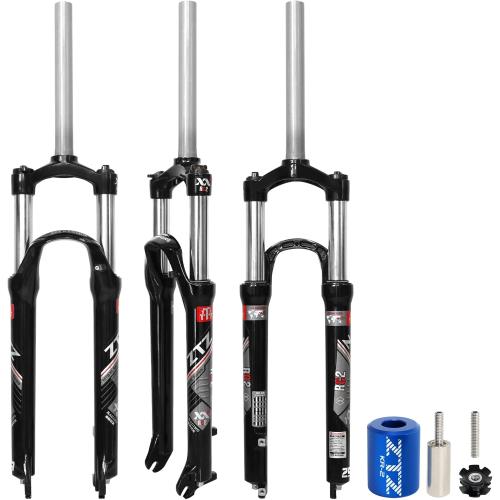 26/27.5/29 Inch MTB Suspension Fork, Travel 120mm, 28.6mm Straight Tube QR 9mm, 100mm Spacing Hub, Crown Lockout Aluminum Alloy Shock Absorber XC Mountain Bike Front Fork