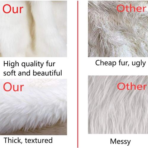 AOGU 48 Inch Faux Fur Christmas Tree Skirt White Plush Skirt for Merry Christmas Party Christmas Tree Decoration