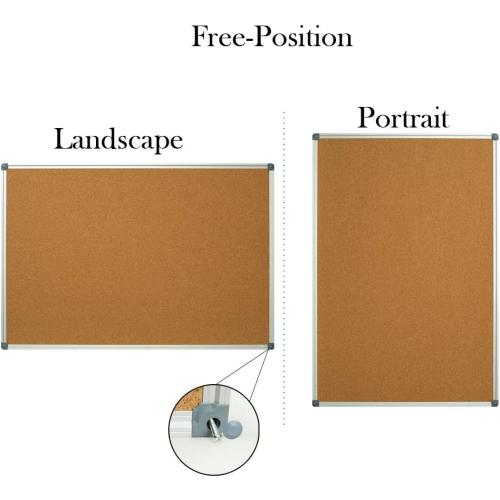 Lockways Cork Board 36 x 24 Bulletin Board, Double Sided Corkboard | Wall-Mounted Aluminum Framed Message Presentation Notice Board 3 x 2