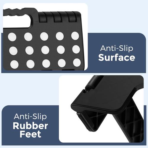 ACKO 13 Inch Folding Step Stool, Holds 300 lb for Adults and Kids, Black