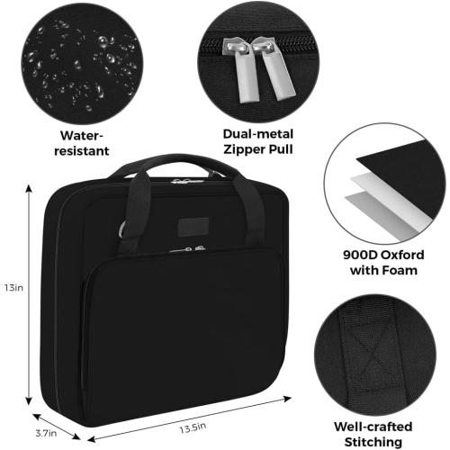 SKYDUE Zipper Binder 3 Inch D-Ring School Binder, Oxford Fabric School Organizer Holds 700  Sheets, Fits 13.3 Laptop, Water-Resistant, Handle & Shoulder Strap, 14x13 – School Supplies, Black