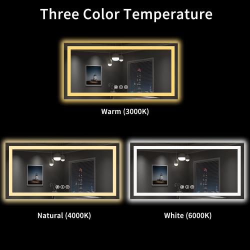LOAAO 55X30 LED Bathroom Mirror with Lights, Anti-Fog, Dimmable, Backlit   Front Lit, Lighted Bathroom Vanity Mirror for Wall, Shatter-Proof, Memory Function, ETL Listed