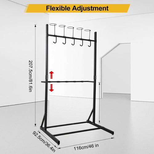 Black Upgraded Freestanding Bike Rack Storage - Vertical Bike Stand Max 5 Bikes with Helmet Holders, Heavy-Duty Solid Steel Bicycle Stand Indoor Garage Floor Stand