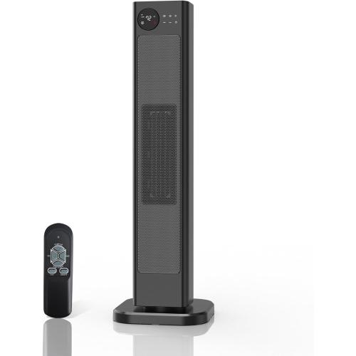 Tower Heater for Large Room 1500W Space Heater with Thermostat Remote 70° Oscillation Child Safety Lock 12H Timer