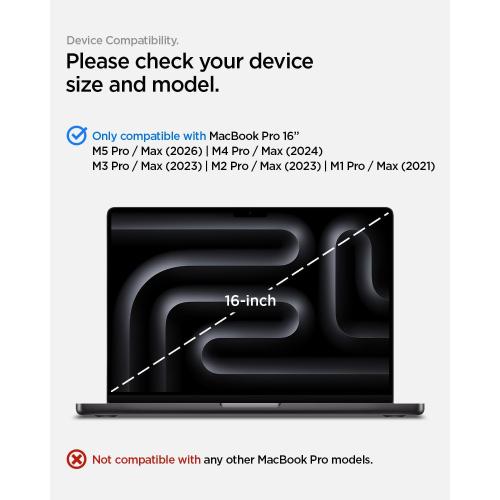 Spigen Tempered Glass Screen Protector [GlasTR Slim] Designed for MacBook Pro 16 inch (M5 Pro / M5 Max / M4 series / M3 series / M2 series / M1 series) | (M5 Max 2026 / M4 Series / M3 Series / M2 Series / M1 Series), Full Coverage, Crystal Clear Protection with Black Edge