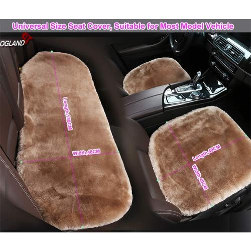 OGLAND Fuzzy Genuine Sheepskin Car Rear Seat Cover for Kids Dogs Pets Auto Bench Back Cushion Interior Accessories with Soft Fluffy Wool Natural Fur, Black