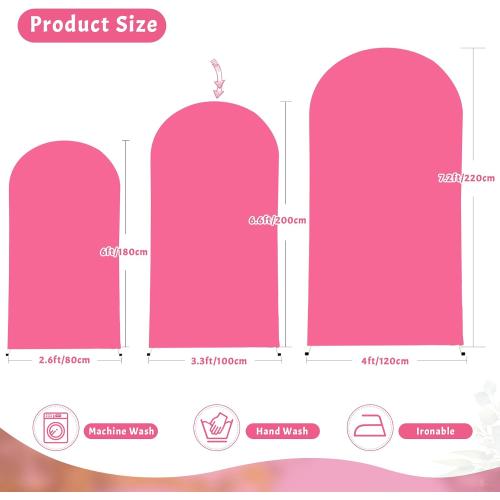 Hot Pink Arch Cover, 6.6FT Spandex Fitted Wedding Arch Stand Covers Round Top Chiara Backdrop Cover for Birthday Party Ceremony Banquet Decoration