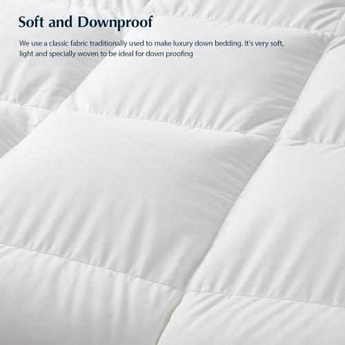 Pacific Coast Goose Feather Down Fiber Comforters Queen Size, Extra Fluffy White Duvet Insert, Ultra-Soft, Breathable, All Season Hotel Luxury Bedding Comforters