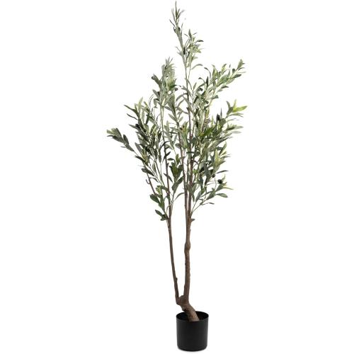 5ft Faux Olive Tree Tall Fake Olive Trees for Indoor with Planter Natural Olive Branches and Realistic Leaves Artificial Tree for Home Decor and Housewarming Gift (5 FT)