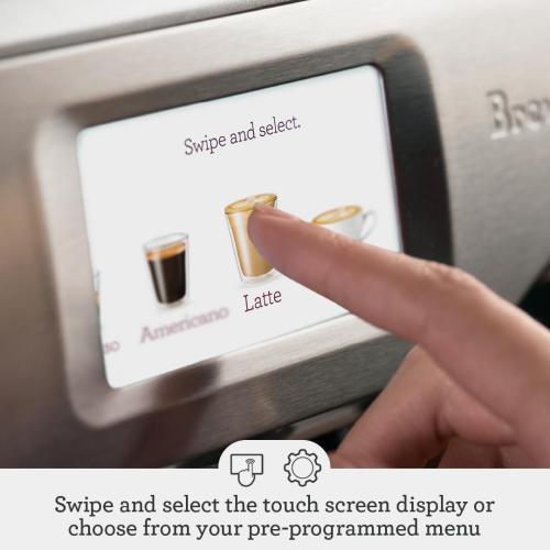 Breville BES880BSS Barista Touch Espresso Machine, Brushed Stainless Steel | Pull barista-quality espresso shots, lattes and cappuccinos at home with semi-automatic coffee maker with built-in grinder