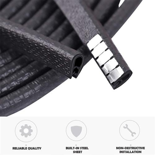 Universal Car Door Guards 33Ft(10M), Rubber U Shape Edge Trim Protection Strip, Black No-Glue Design Fits Most Vehicles