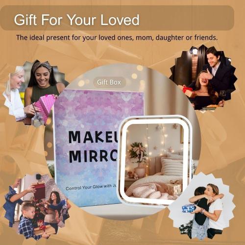 Beauty Gifts LED Makeup Mirror 8x10 Rechargeable with 3 Color Settings, Touch Control, Portable & Cord-Free Vanity Mirror, Premium Metal Frame, Gift-Ready for Travel Mirror White