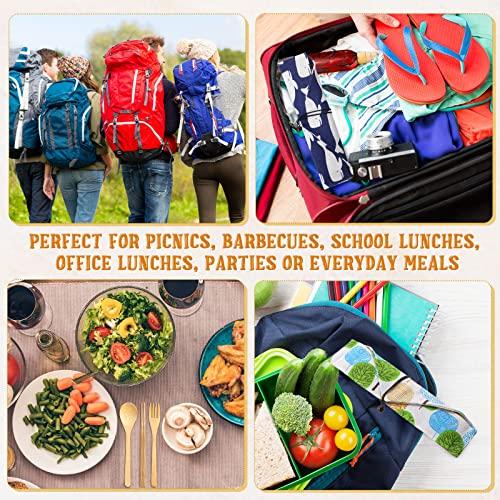Boao 4 Sets Bamboo Utensils Wooden Utensils Set Reusable Cutlery Travel Chopsticks Fork Spoon Straw Portable Utensil Case for Travel Hiking Picnic Camping Cooking Office Kitchen (Natural Style)